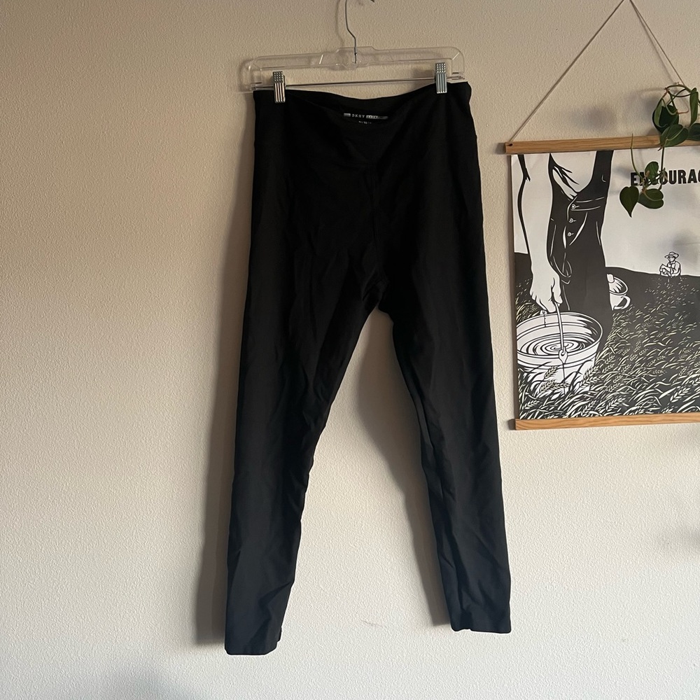 Solid Black DNKY Sport Leggings, size XL